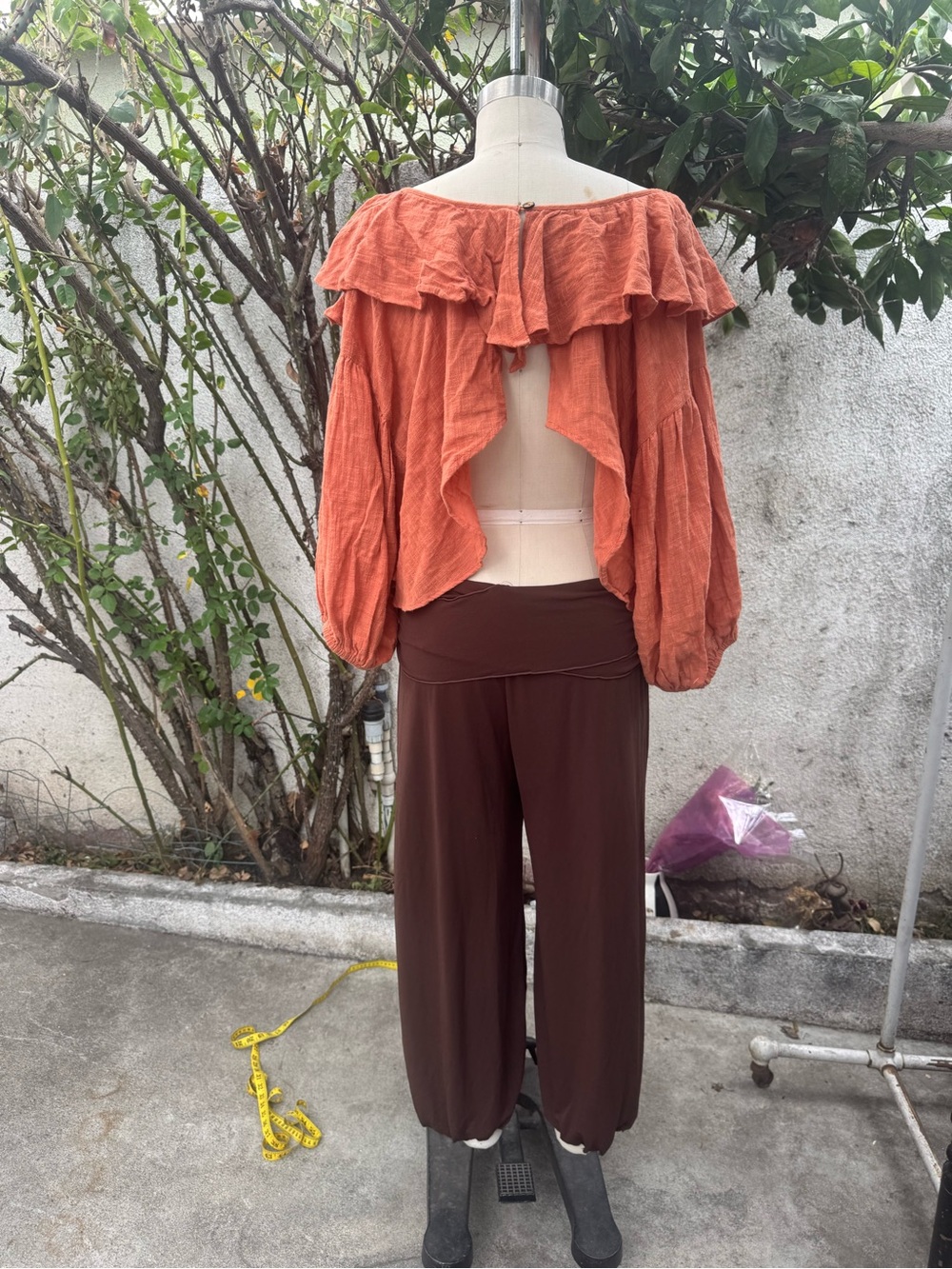 Free People Terracotta Ruffle V-Neck Peasant Blouse - Picture 3 of 7